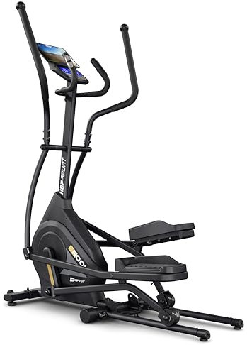 Hop-Sport Crosstrainer HS-140CF Rock - Crosstrainer für Zuhause mit Magnetwiderstand, 32 Widerstandsstufen & Pulssensoren - Faltbarer Ellipsentrainer App kompatibel, bis 120kg belastbar