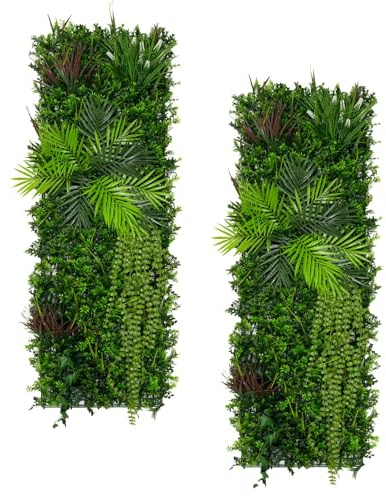 Panel de pared de Jardín Vertical Artificial Alina 50x150cm (set 2 un) | Apto interior y exterior: Resistente a UV y clima | Fácil instalación y bajo mantenimiento | Diseño realista y flexible