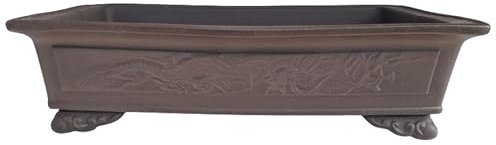 Genérico BIOMATA Macetas Bonsai Ceramica Rectangular 33x24x8,2cm | Macetero Bonsai Hecho en Japón | Tiesto con Agujeros de Drenaje Color Gres sin Esmalte | Árbol no Incluido | Dos Tamaños a Elegir