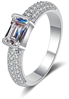 Kvinnor ringar, vänskapsring för kvinnor med 1CT Moissanite Square Half Eternity