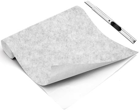 Tutamaz Feutre Autocollant 2 mm, 40 x 220 cm, Tapis Feutrine adhésif, Tissu de Feutre Autocollant, Adhesive Felt Pads, revêtement intérieur, Gris Clair