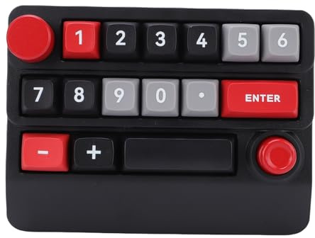 LICAEVEY Teclado Numérico Mecánico RGB Inalámbrico, Teclado K15numérico, Intercambiable en Caliente, Numpad Programable Macro, Control de la Perilla del Joystick, Teclado Tri Mode 15 (Negro Rojo)