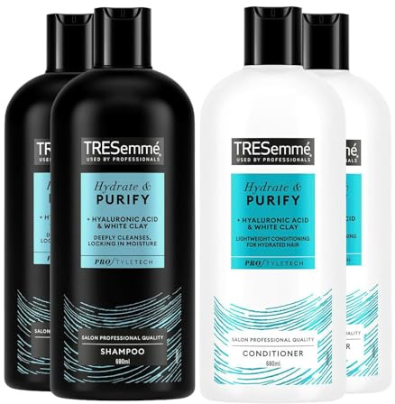 TRESemmé 2x Shampoo & 2x Conditioner Bundle 680ml Each | Hydrate & Purify Hair Care Set | Deep Cleansing & Hydrating Formula with Aloe Vera & Hyaluronic Acid for Fresh, Smooth, Healthy-Looking Hair