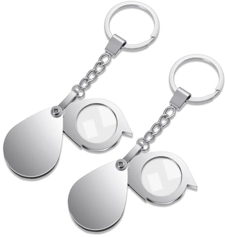 Lot de 2 mini loupes de poche 20x et 30x - Portable - Pour livres, journaux, cartes de paysage, bijoux, cartes, pièces de monnaie, bricolage (argenté)