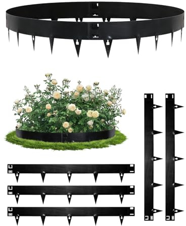 Bordatura da Giardino 5 Pezzi 5.37m,Alta 15cm Bordure per Aiuole Flessibile,Bordura Acciaio Zincato per Giardino,Bordo di Separazione per Prato Orto Cordolo,Nero