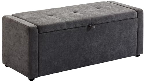 HOMCOM Banc de Rangement 142 L Bout de Lit 200 kg 122x48x44cm Gris Foncé