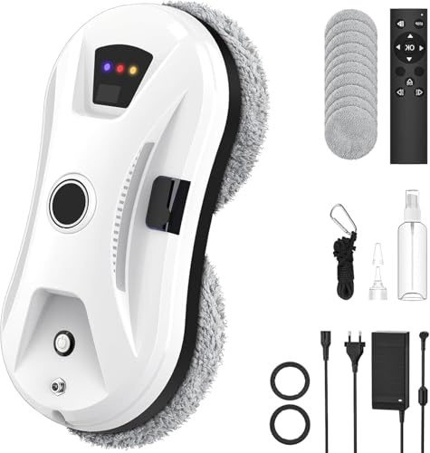 forbany RoboClean Lavavetri Osmo Robot Puliscivetri, Controllo IA con 3 Modalità Automatiche, Pulizia Umida e Secca con Spruzzatore a Ultrasuoni, Ideale per Vetri, Piastrelle e Specchi