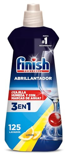 Finish Abrillantador Lavavajillas, vajilla seca, brillante y sin marcas, aroma limón - 500ml - 125 lavados, Embalaje puede variar