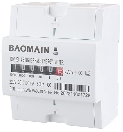 Baomain DDS238-4 DIN Rail Single Phase Kilowatt Hour kwh Meter 220V 30A (100A) Wheel Counter Electricity Meter for AC Systems