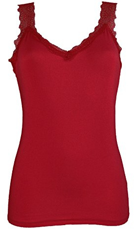 Miss Rouge Top, Débardeur à Bretelle Dentelle (Bordeaux)