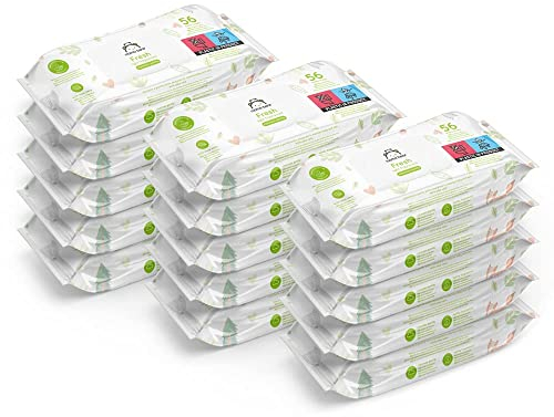 by Amazon Toallitas refrescantes para bebé, 1008 toallitas, sin perfume, 18 paquetes de 56 (anteriormente era la marca Mama Bear, pero es el mismo producto)
