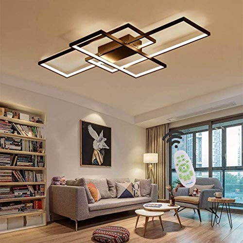 JIAODIE LED Deckenleuchte Modern Wohnzimmer Lichtkreatives Rechteck Pendelleuchte Creative Acryl Design Lampe Decke Fixture Beleuchtung Schlafzimmer Deckenlampe[Energieklasse A++],Schwarz,Ø105CM/65W