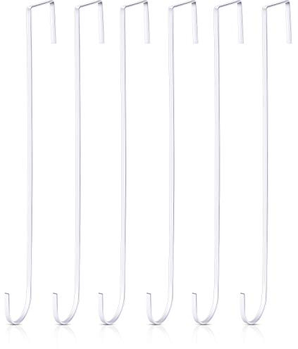 Hotop Lot de 6 crochets de couronne de 38,1 cm pour porte d'entrée, couronnes de portes en acier, crochets de suspension pour vêtements, serviettes, décorations de Noël, Halloween (blanc)