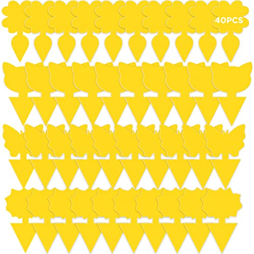 GeeRic Pièges à Colle 40 Pcs Sticky Fruit Fly Plante Moustique Bug Pièges Intérieur Extérieur Double Face Pièges à Colle Insect Catcher pour Whitefly Moustiques Insectes Volants, Jaune