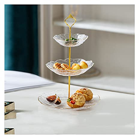 Frutero 3 niveles de la bandeja de la bandeja de la bandeja de la bandeja de frutas de vidrio de la bandeja de pastel de múltiples capas de la bandeja comercial de la recepción de la pastelería del po