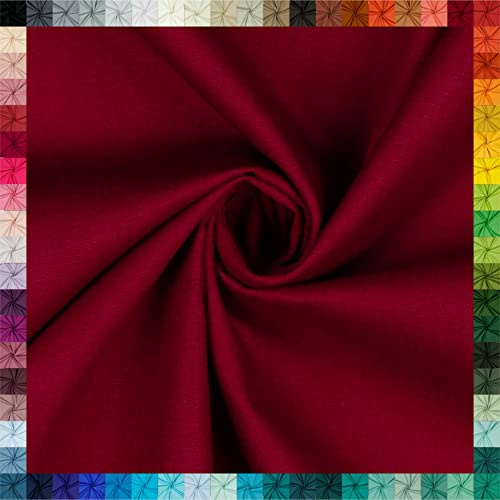 VmG-Store 2m Baumwollstoff Uni 100% Baumwolle Oeko-Tex KEINE Meterware über 70 Farben zur Auswahl (041 I Weinrot)