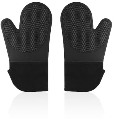 DAZZLUXE Guanti da Forno in Silicone, Resistenti al Calore, Doppi Neri da Cucina a Microonde