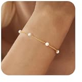 Aidenn Perlenarmband Damen Gold Perlen Armband，Pearl Bracelet für Brautjungfer Hochzeit Abschlussball Mädchen Perlenschmuck