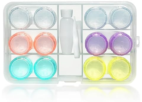 LCFALO Colored Contact Lens Case, Clear Colored Contact Lenses Case with Stick Tool Set, 6 Pack Organizer Storage Len Cases with Travel&Home