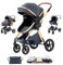Shineey kinderwagen 3 in 1 Buggy Babybett Komplett Set Einem Klick Zusammenklappbarer Kinderwagen, 3 in 1 KombiKinderwagen Aluminiumrahmen für Neugeborene