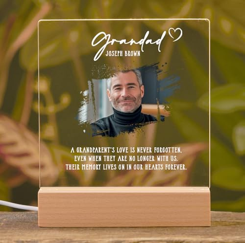 ukgiftstoreonline Personalised Grandad Photo Memorial Lamp Night Light Condolence Sympathy Gift
