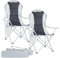 DPWEION Set of 2 Deluxe Padded Folding Camping Chair with Cup Holder and Side Pocket - Lightweight High Back Portable Heavy Duty Camp Chairs for Outdoor/Fishing/Picnic - Black & Grey