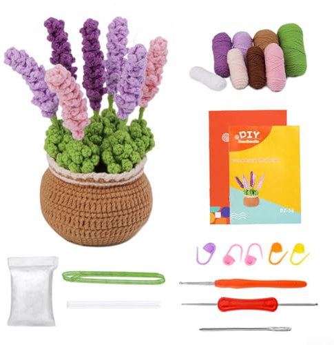Hochwertiges Garn Häkelblumen -Kit Schritt -für -Schritt -Tutorials (Lavenance)
