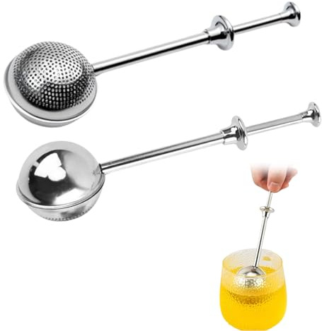 deegbbyi 2 Piezas Pinzas para Té, Infusor de Té de Acero Inoxidable 304, Colador de Tea Reutilizable en Forma de Bola, Bola de Filtro de Tea con Mango Telescópico, para Tazas, Tetera, Café Ollas