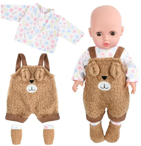 Vestiti per Bambole, Vestiti per Bambole 35-45 cm,Vestiti per Bambole per New Born Baby Doll, con Top Tuta Calzini