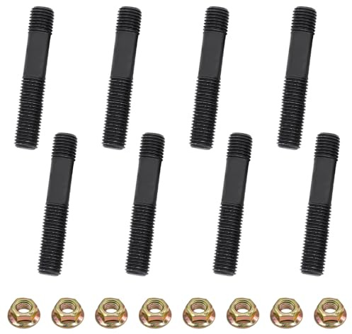 8 Sets 10.9 Exhaust Manifold Studs, M8x50 High Strength Stud Bolt Pin Screw for Automobile Exhaust System IntakeManifold Nuts Kit