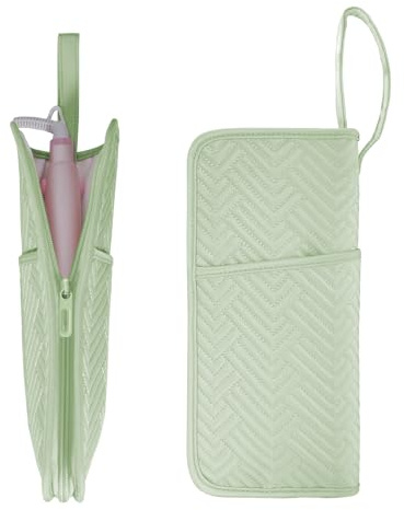 SITHON Hot Iron Holder & Mat, Heat Resistant Hair Tools Travel Bag Portable Hot Tools Organizer Cover Pouch for Curling Irons, Hair Straightener, Flat Irons and Styling Tools (Bag Only) (Pink)