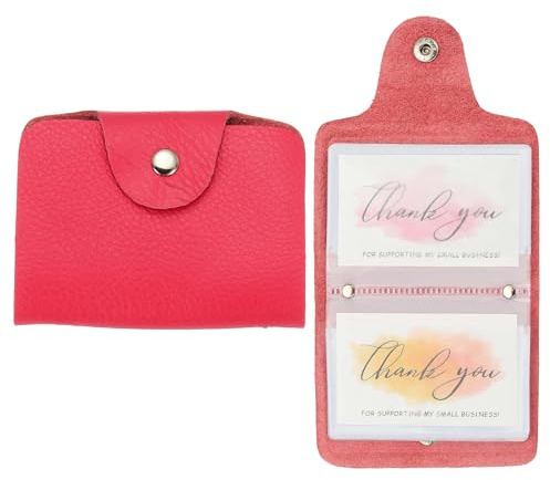 QUARKZMAN 2 Piezas De Portatarjetas De Cuero Organizador De Tarjetas De Visita Estuche Delgado Para Tarjetas De Identificación Monedero De Bolsillo Protector Con 24 Ranuras Rojo Rosa