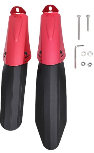 Set parafango bici pieghevole lega di alluminio PP nylon paraspruzzi anteriori posteriori regolabili impermeabili per biciclette da 14/20 pollici (Rossa)