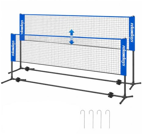 Red de bádminton Relaxdays, Soporte Regulable en Altura, 400 cm, Azul/Negro