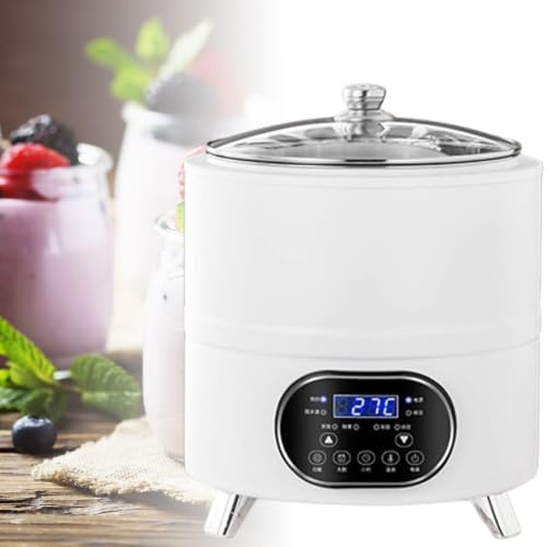 Yoghurtmaskin Med Stor Kapacitet (8l/12l) White-12L | Automatisk Jäsning, LED-Display, Transparent Lock, Tids- Och Temperaturkontroll, Gör Svart Vitlök, Yoghurt Och Risvin