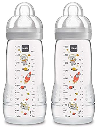 MAM Baby Bottle, Green, 11 Ounce, 2-Count (Designs May Vary)