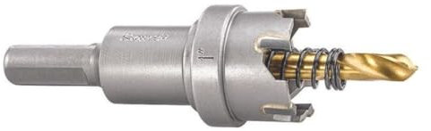 Starrett Tungsten Carbide Tipped Hole Saw - SM25 Sheet Metal Cutter With Arbor & Pilot Drill Bit - For Drilling Stainless Steel Aluminum Alloy - 25 mm