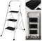 3 Step Steel Ladder Foldable Compact Step Stool Anti Slip Feet Easy to Store Design