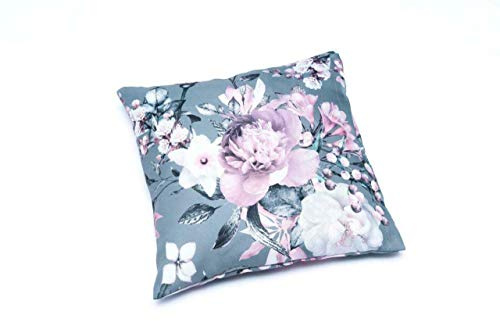 KSHANDEL24 Premium RAFFROLLO FALTROLLO Blumen GRAU Weiss ROSA LILA Jalousie (Kissenbezug 40x40 cm)