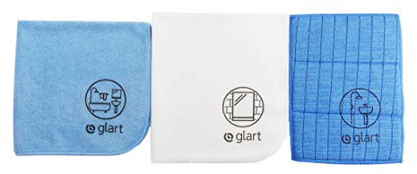 Glart Lot de 3 chiffons en microfibres pour la baignoire, les toilettes, la douche, la salle de bain, les sanitaires et le ménage en général.