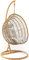 Kobolo Hängekorb Hängesessel Boho mit Gestell und Schwingkorb - Polyrattan - braun - für Innenbereich und geschützten Außenbereich geeignet - Belastbar bis 120 kg