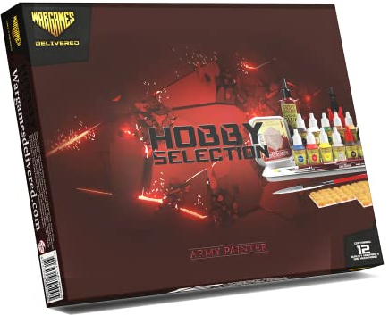 The Army Painter Hobby Paint and Model Tool Kit - 10 Acrylic Model Paints, 3 Hobby Brushes, 3 Tufts, Brown Battleground, Basing Glue and Modeling Tools for Plastic Models - Miniature Paint Set