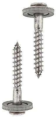 HELPMATE Spenglerschrauben 4,5x25 mm, 150 Stück, DIN 7995, Edelstahl A2, PZ2, DIN 7995, Dachdeckerschrauben, Linsenkopf, mit Tellerscheibe und EPDM-Di, Silber, 4,5 x 25 mm