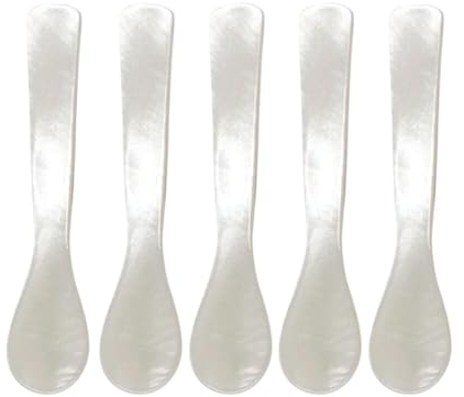 Cucchiai da caviale in madreperla con manico rotondo, set di 5 cucchiai per uova fatti a mano, cucchiai da caffè comodi cucchiai da dessert cucchiaio da gelato per caviale