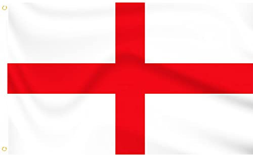Grand drapeau de l'Angleterre 2,4 x 1,5 m pour intérieur/extérieur Croix de St Georges Bannière murale anglaise rouge et blanche avec 2 œillets métalliques
