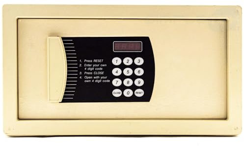 SIMPLETEK - Caja fuerte de habitación de hotel, Hotel con código de desbloqueo | Color Marfil Pantalla LED, Luz interior (Reacondicionado)