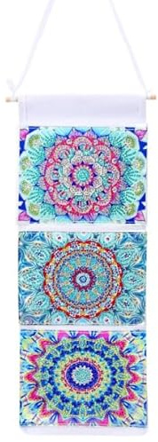 Syntego 5D DIY Blue Mandala Wall Hanging | Mosaic Painting Hanging Storage Bag | Perfect for Home & Door Decoration I Gift for Christmas, Birthdays, and Other Holidays I Easy to Carry & Use