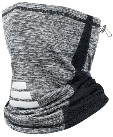 MELLIEX Scaldacollo Multifunzionale con Coulisse, Elastica Traspirante Copricollo, Antivento Protezione Solare Paracollo per Uomini Donne Ciclismo All'Aperto Moto Corsa, Grigio