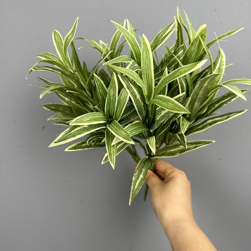 Shirfloral 2Pcs Artificial Dracaena Reflexa Plant 12.2 Faux Green Spider Plants for Indoor Outdoor Home Garden Office Wedding Decoration