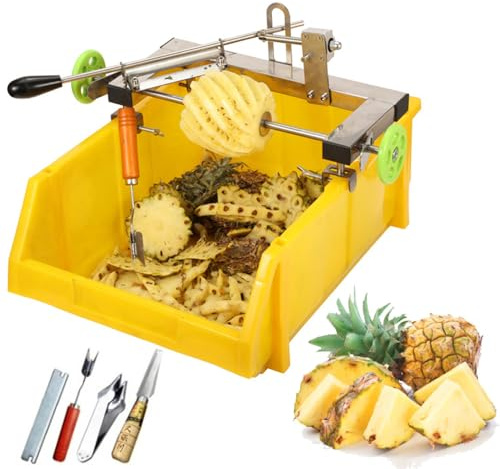 Commercial Pineapple Peeling Machine, Complete Peeling Pineapple Peeling Tool, with Double Lever Adjustment, Sharp Blade, Easy to Move, Suitable for Pineapples Between 30-36cm Wide